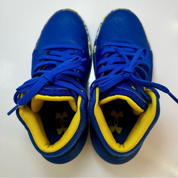 Kids Under Armour Blue and Yellow Boys Sneakers with Ankle Support, ExcellentCon - Picture 6 of 7